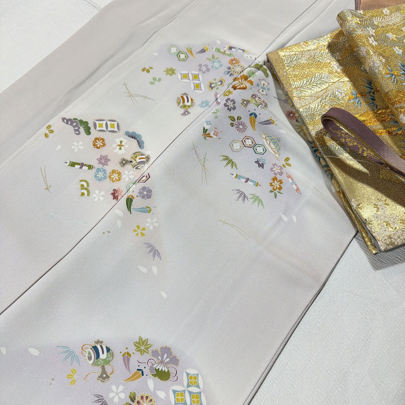 付下げ 宝尽くし フルセット 松竹梅 金彩 正絹