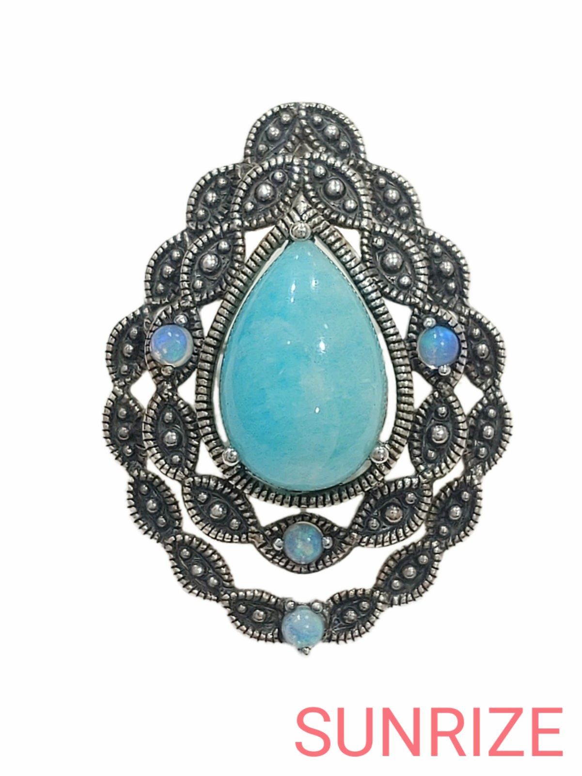 碌山 ロクザン アマゾナイト オパール ペンダントトップ ブローチ T 414