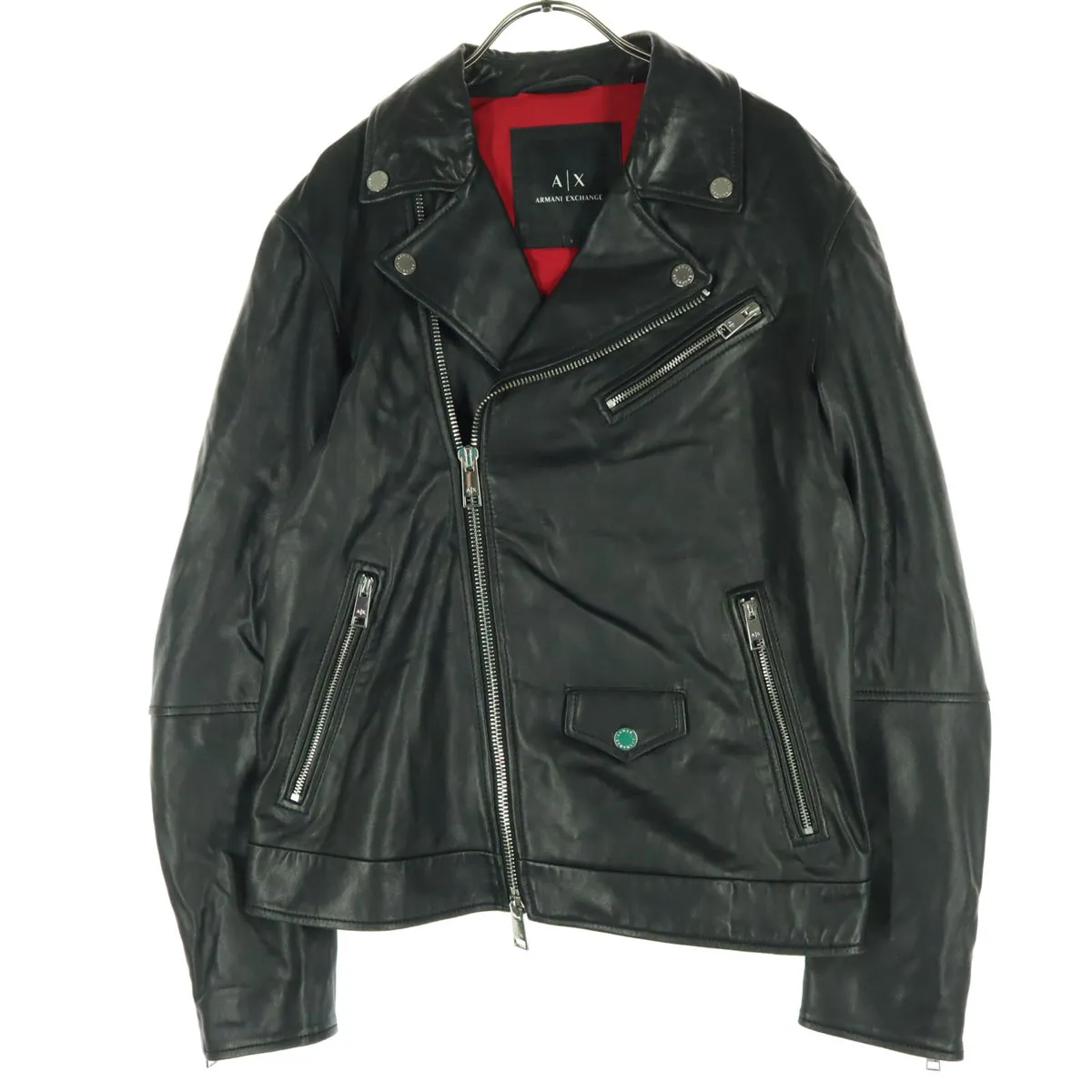 極美品✨アルマーニエクスチェンジ　ライダース　ジャケット　羊革　ホワイト　S ARMANI EXCHANGE レザージャケット ライダース 「A|X アルマーニ