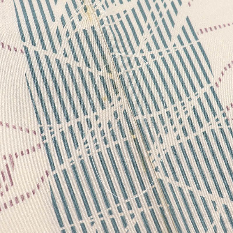  小紋 小紋着物 袷 レディース 正絹 白 緑 縞 草木柄 身丈166 cm 裄丈66 カジュアル M～Lサイズ相当着物 リユース着物 着物 小紋 着物