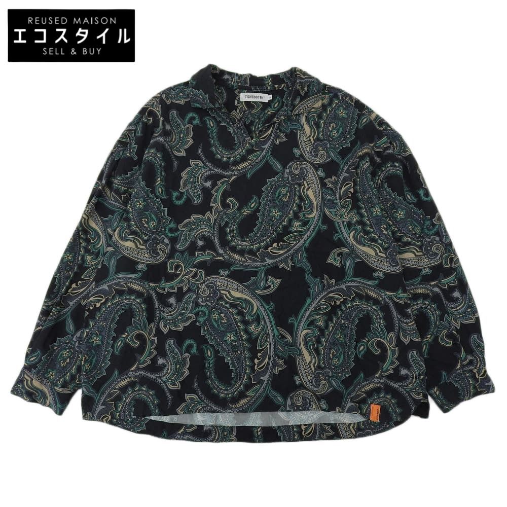 タイトブース PAISLEY L|S OPEN SHIRT トップス メンズ ブラック×グリーン L FW 22-S 02