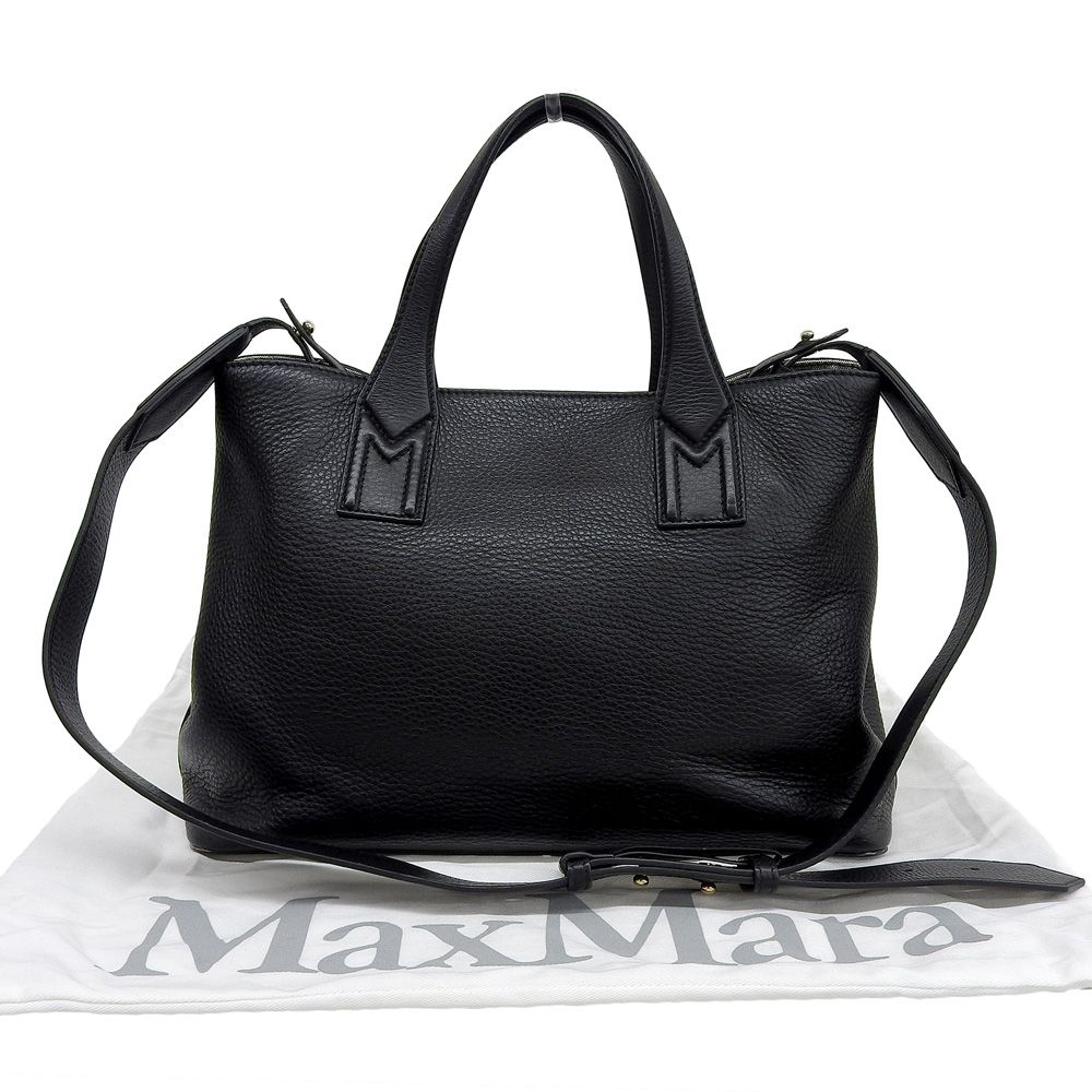 MaxMara マックスマーラ　レザー　トートバッグ　ブラック　大きめ Marine leather tote bag in black - Max Mara | Mytheresa