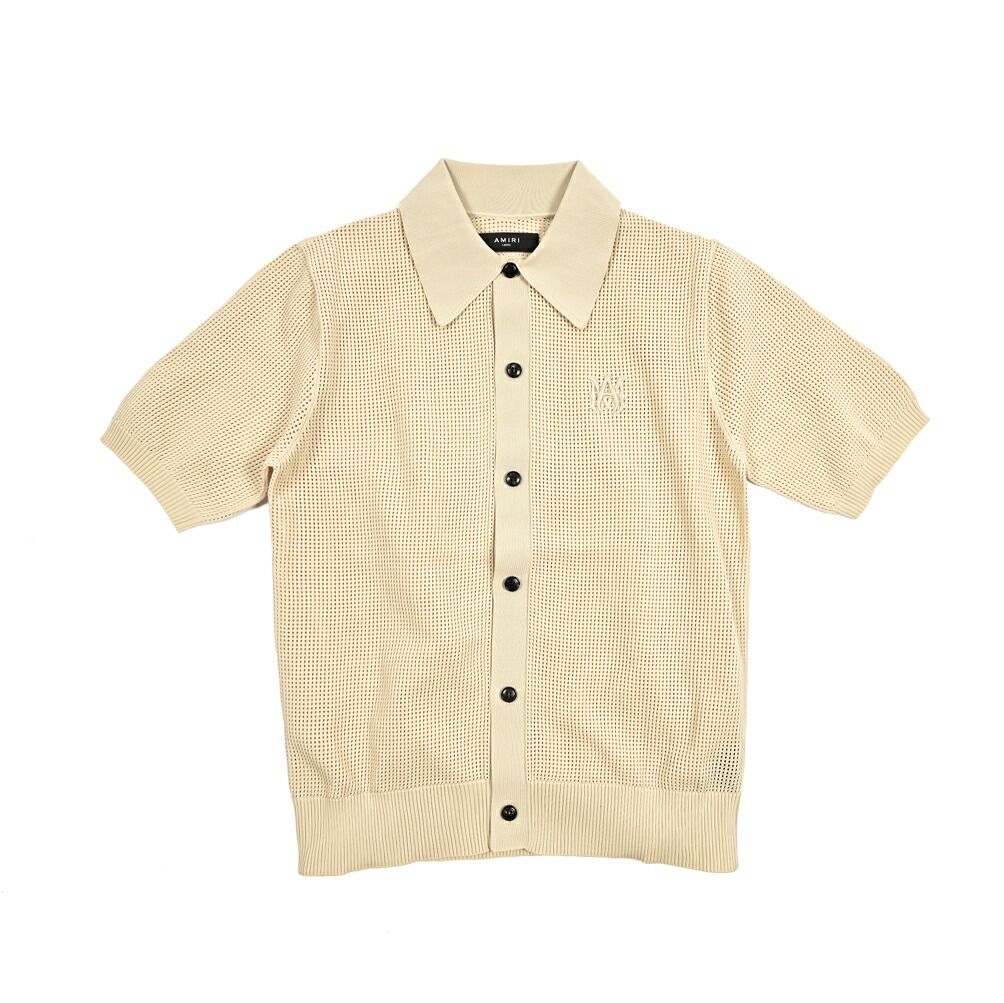 AMIRI アミリ ナイロン 半袖ニットシャツ ベージュ 430618