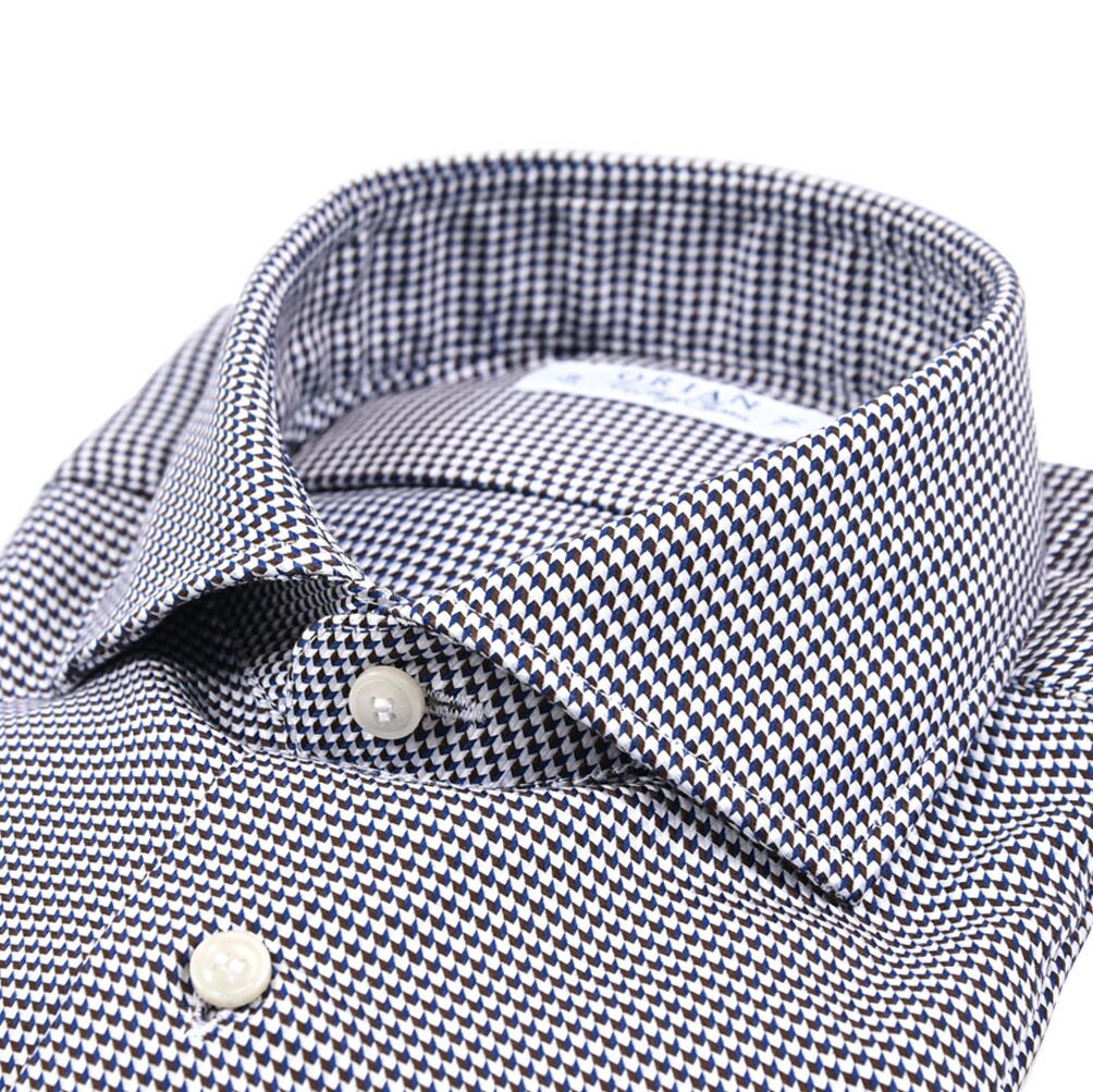 ORIAN オリアン Vintage Classic コットン ホリゾンタル ドレスシャツ ブラウン 432544