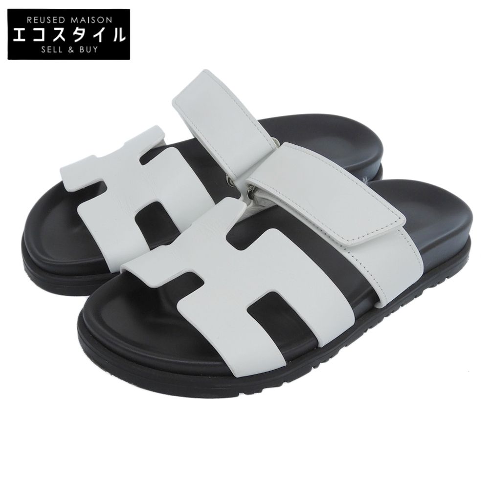 HERMES エルメス シプレ フラット レザー Hサンダル シューズ レディース ホワイト 36