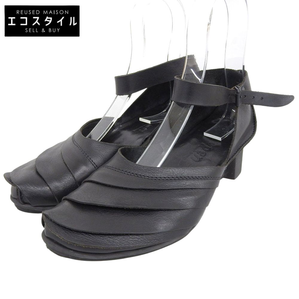 trippen トリッペン Armadillo ティアードデザイン レザーストラップシューズ レディース 黒 ブラック 39 39