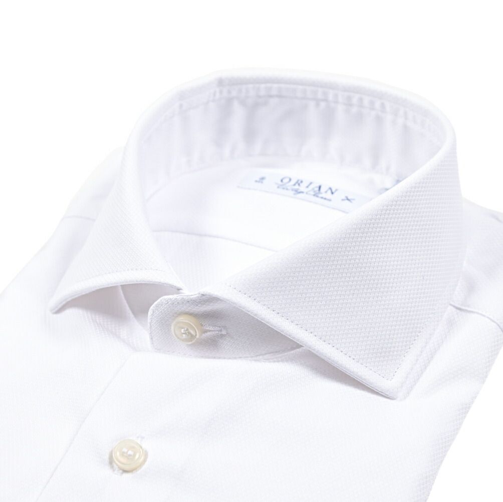 ORIAN オリアン | Vintage Classic コットン ホリゾンタルカラードレスシャツ ホワイト 432116