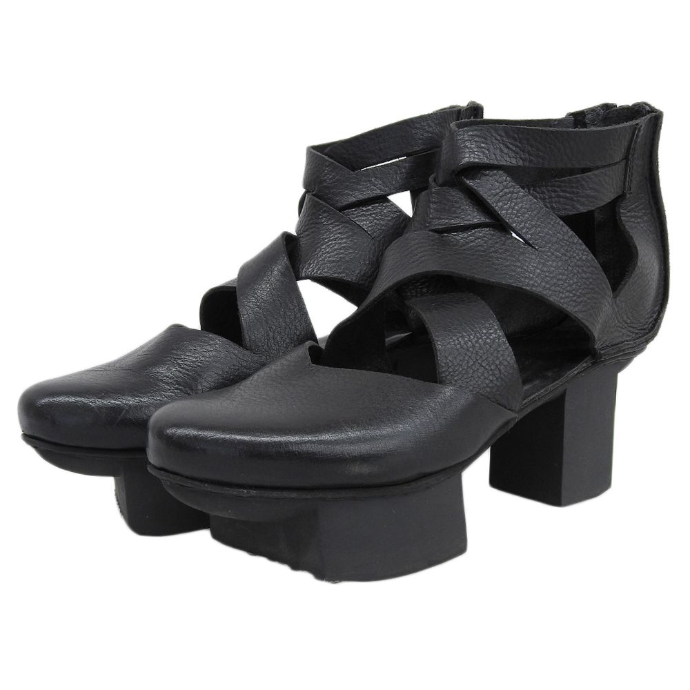 trippen トリッペン ハッピーソール Dawn 編み込みデザイン レザーシューズ レディース ブラック 39