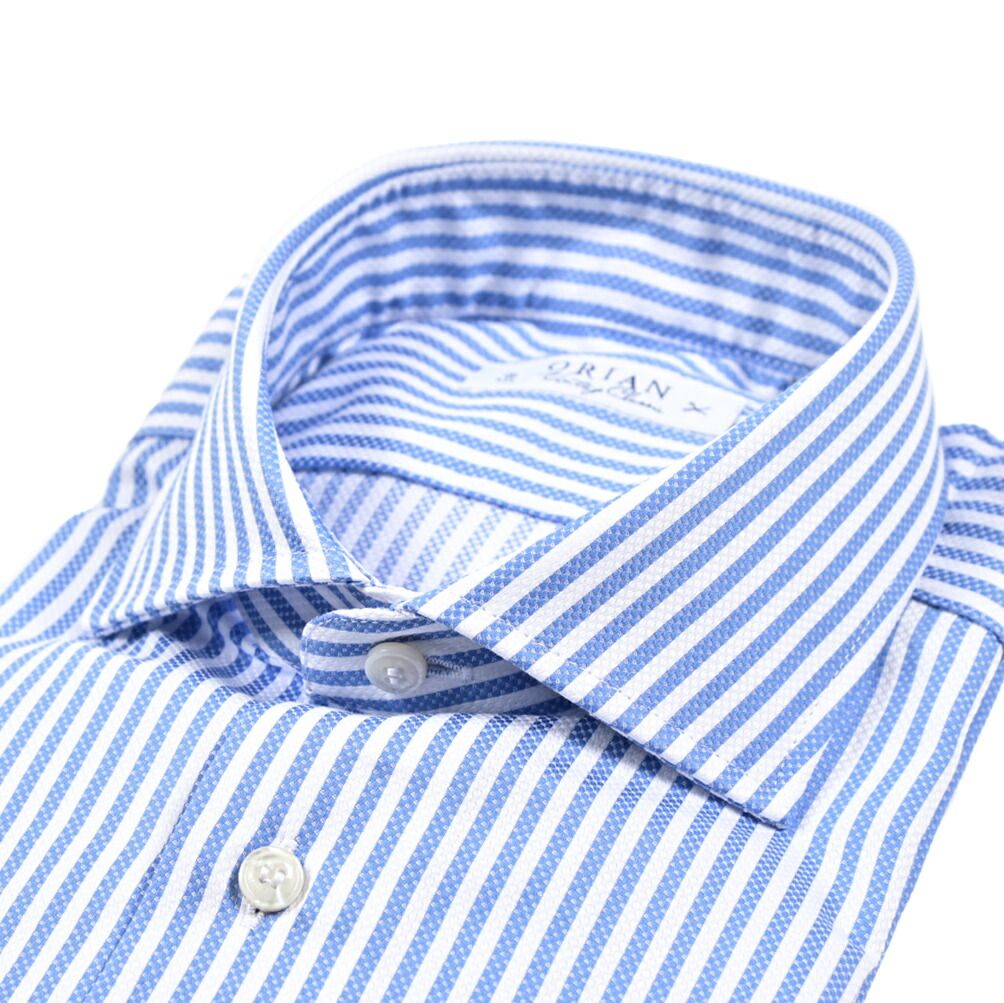 ORIAN オリアン Vintage Classic コットン ホリゾンタル ドレスシャツ ライトブルー 431881