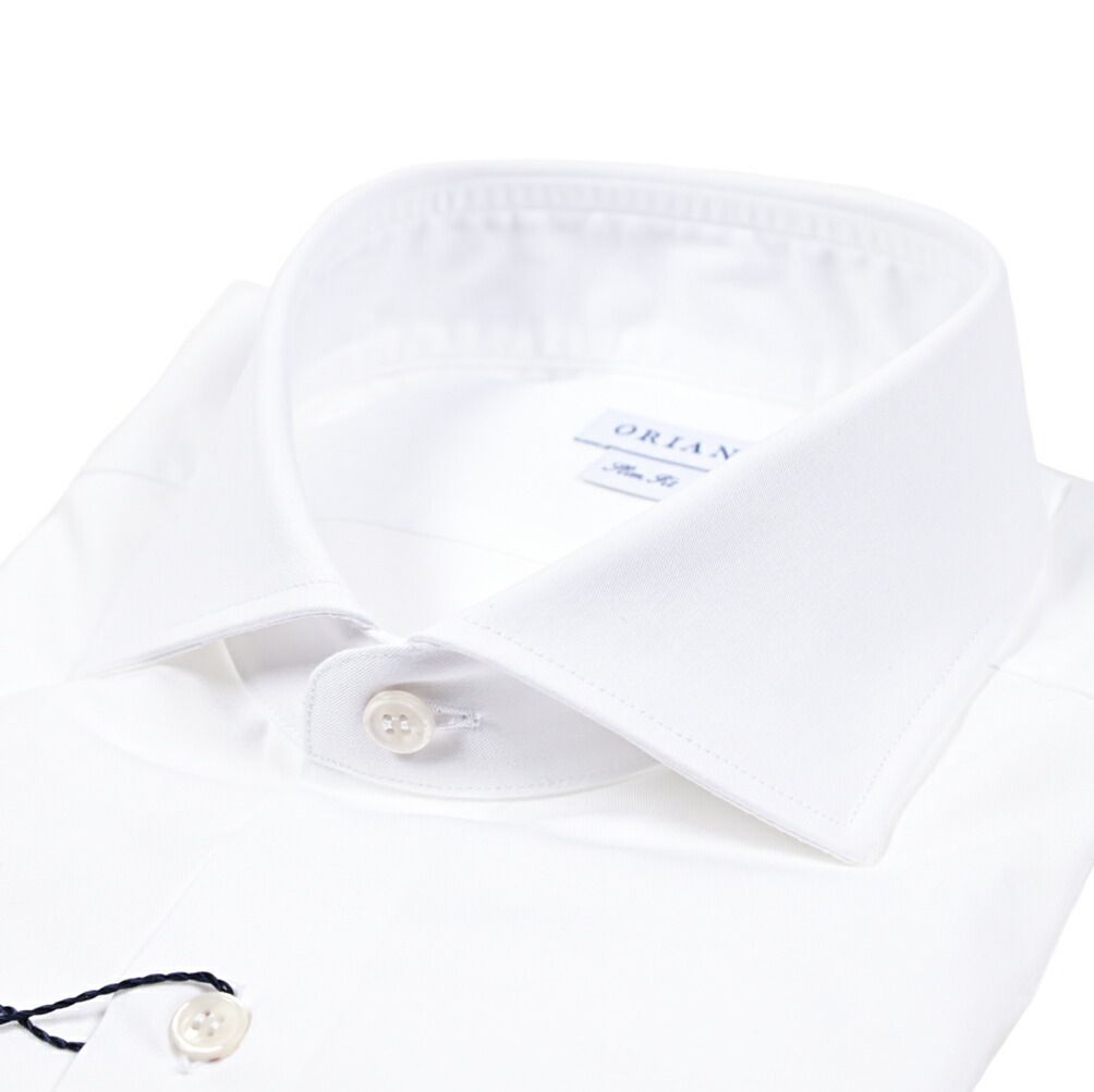 ORIAN オリアン | コットン ホリゾンタルカラードレスシャツ ホワイト 426991