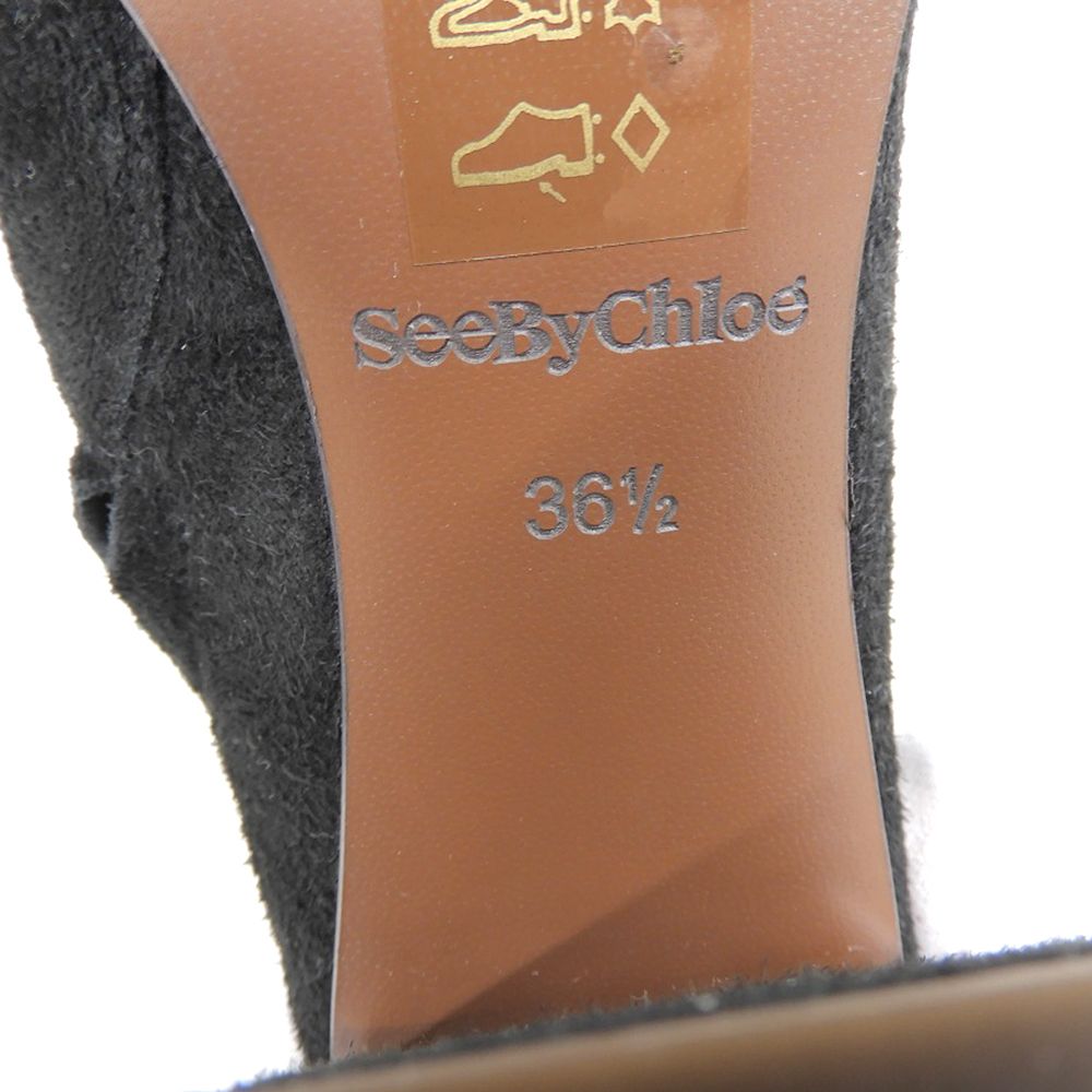  SEE BY CHLOE シーバイクロエ スエード リボンデザイン ブーツ シューズ レディース 黒 ブラック 36 1 2 その他 靴