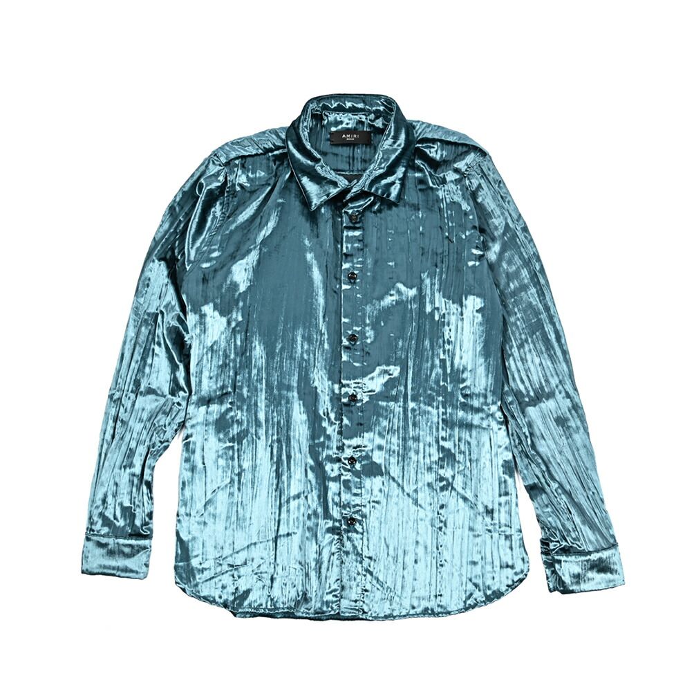 AMIRI アミリ ウール ベルベットシャツ ブルー 430599