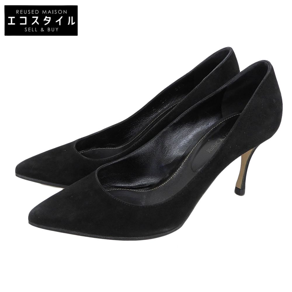 Sergio Rossi セルジオロッシ スエード パンプス シューズ レディース 黒 ブラック 35 1|2