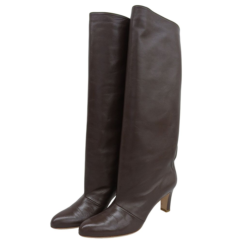 E ネブローニ 羊革 ロングブーツ レディース ブラウン 38