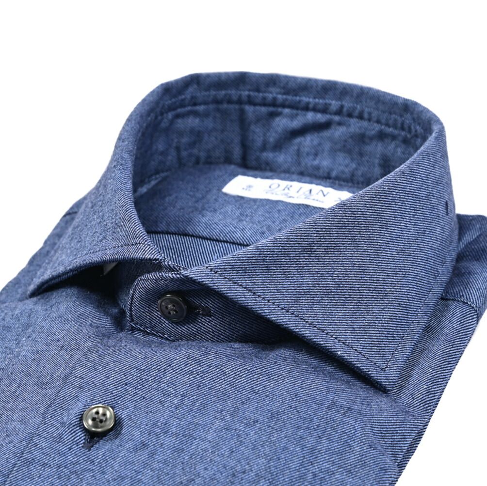 ORIAN オリアン | Vintage Classic コットン ホリゾンタルカラードレスシャツ ネイビー 432411
