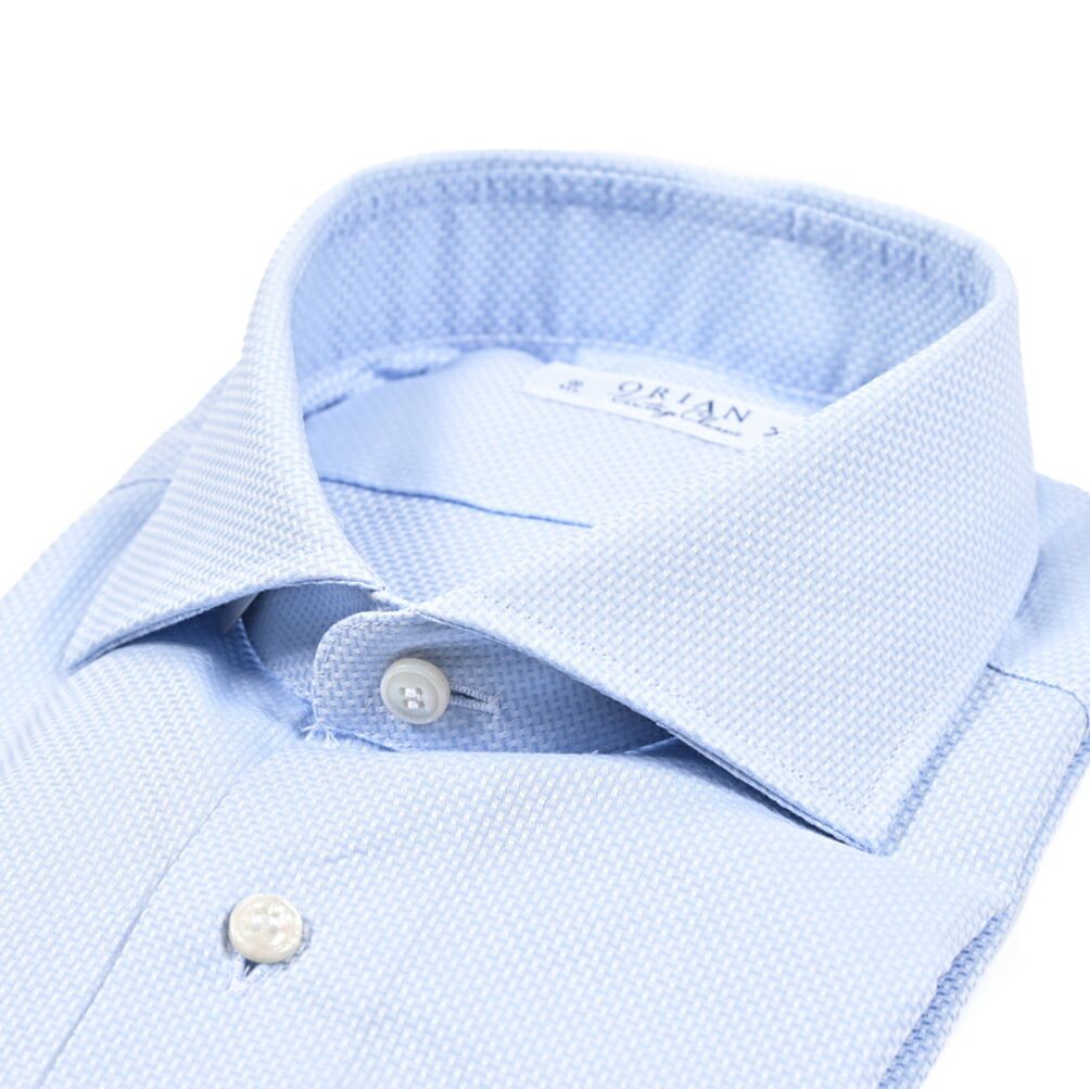ORIAN オリアン | Vintage Classic コットン ホリゾンタルカラードレスシャツ ブルー 432389