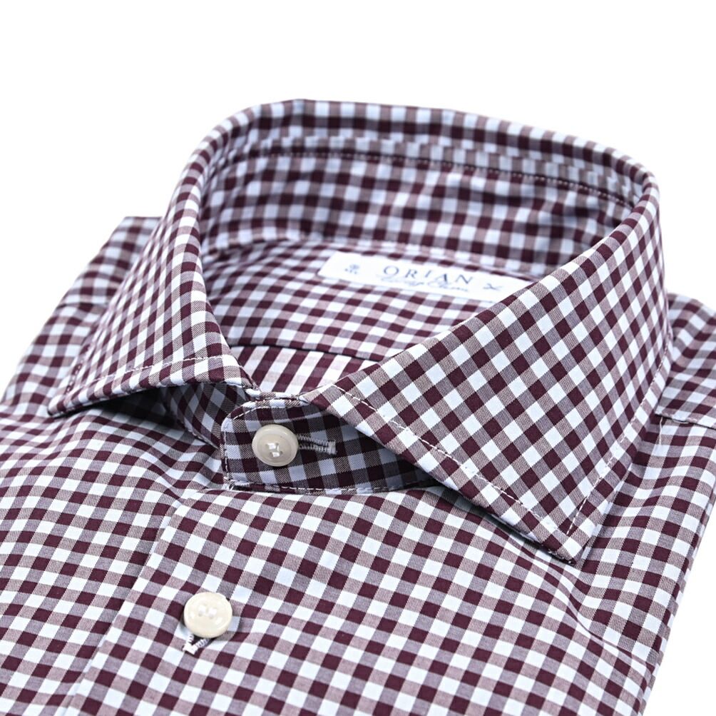 ORIAN オリアン Vintage Classic コットン ホリゾンタル ドレスシャツ ワインレッド 432323