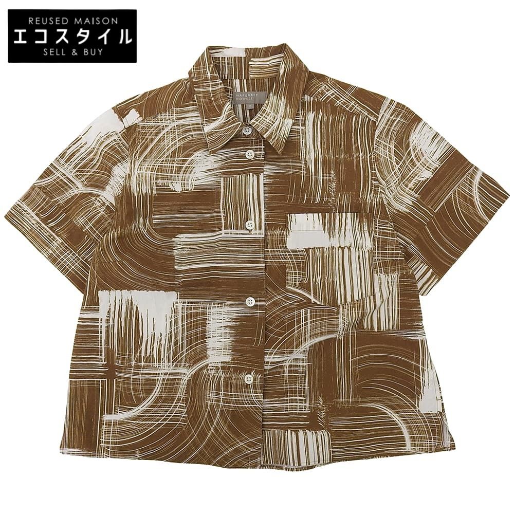 HOWELL マーガレットハウエル ペイントプリント 半袖シャツ トップス レディース ブラウン II 578-0152601