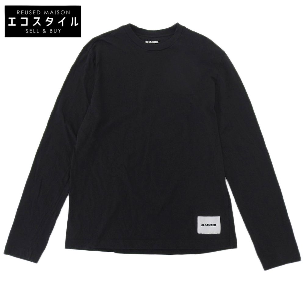 JIL SANDER ジルサンダープラス コットン パッチ ロングTシャツ トップス メンズ ブラック L 23 SS