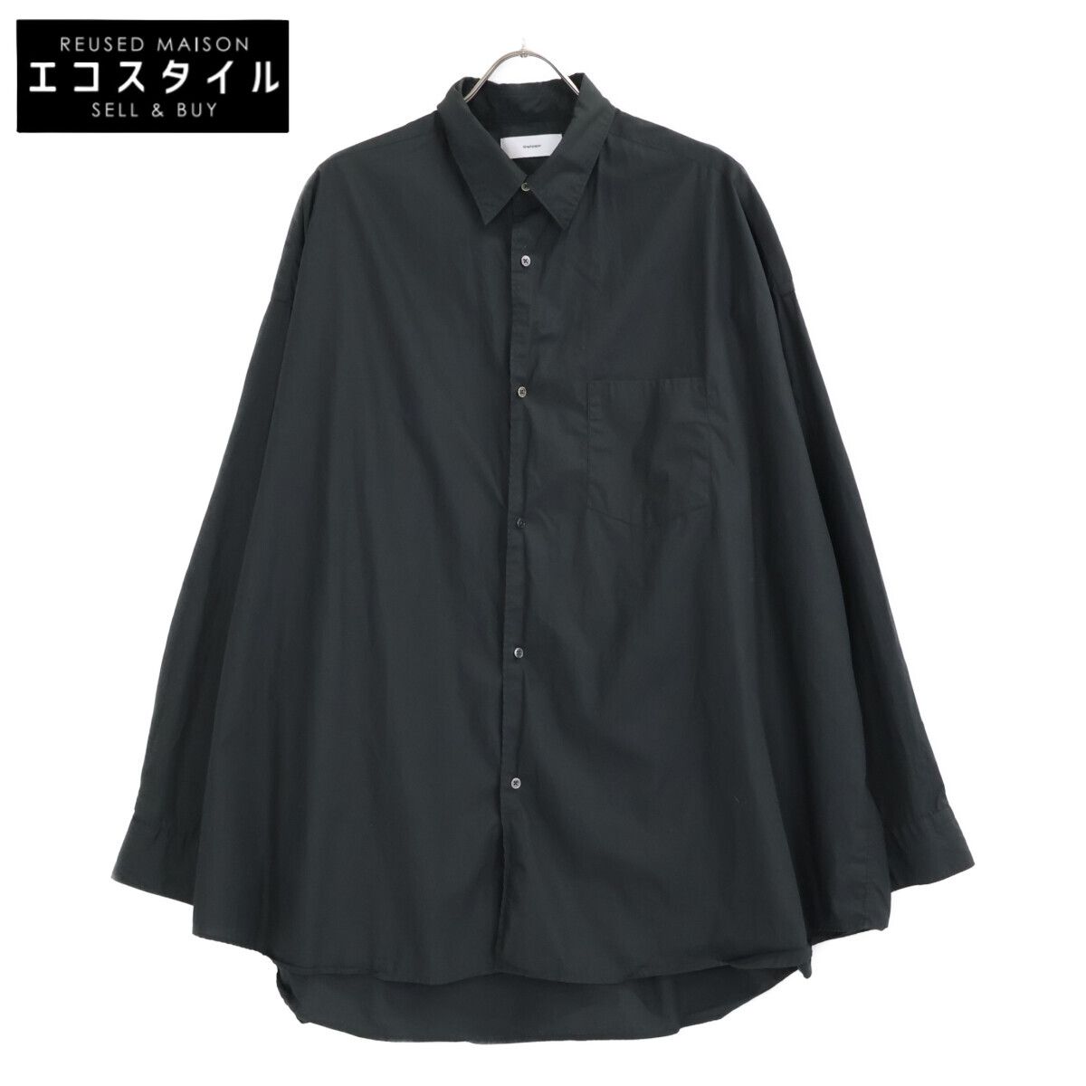 Graphpaper グラフペーパー GM 241 50001 B ﾌﾞﾗｯｸ Broad L S Oversized Regular Collar Shirt 2