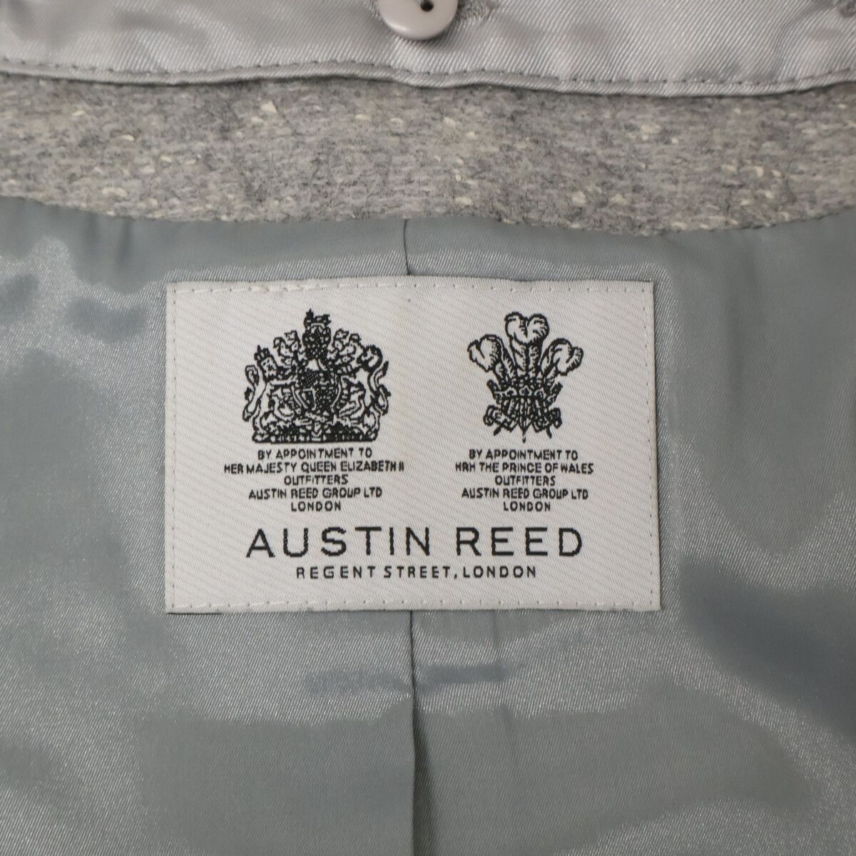 AUSTIN REED オースチンリード ｸﾞﾚｰ ｳｰﾙ ﾐﾝｸﾌｧｰ ﾋﾞｼﾞｭｰ ｼﾞｬｹｯﾄ 38