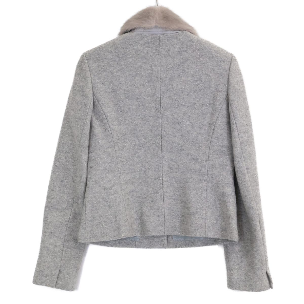 AUSTIN REED オースチンリード ｸﾞﾚｰ ｳｰﾙ ﾐﾝｸﾌｧｰ ﾋﾞｼﾞｭｰ ｼﾞｬｹｯﾄ 38