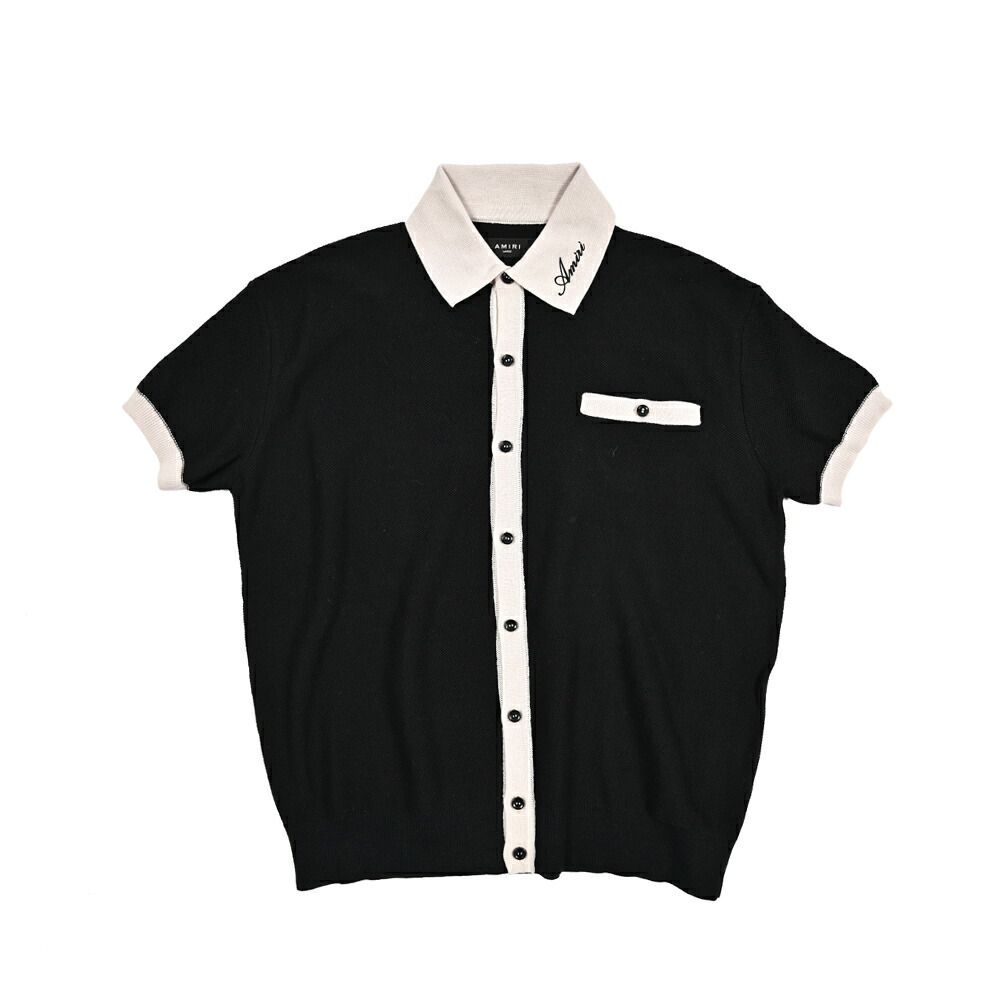 AMIRI アミリ | コットン 半袖ニットシャツ ブラック 430536