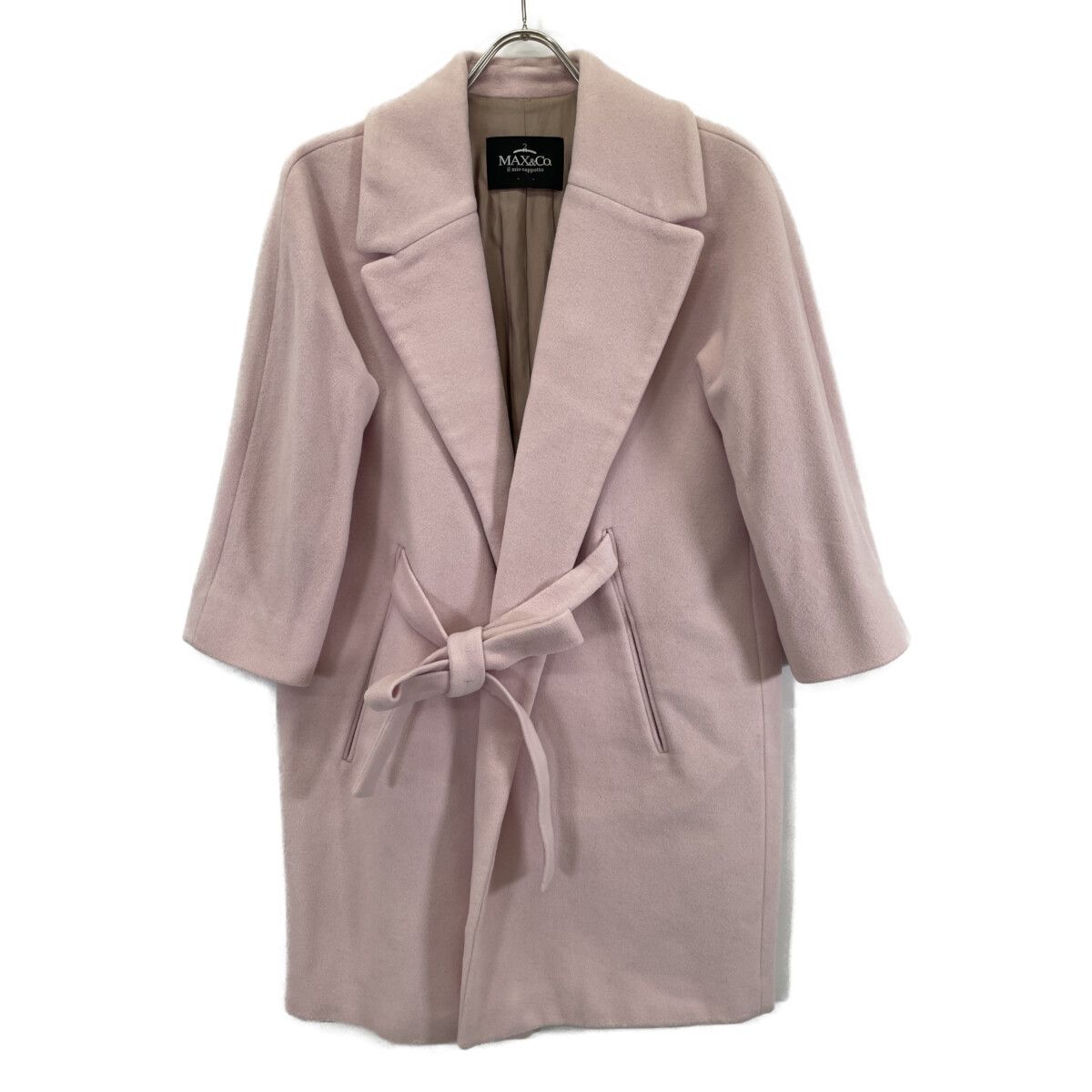 MAX-Co. マックスアンドコー 正規 ピュア ウール ベルテッド コート F 40 CH 38