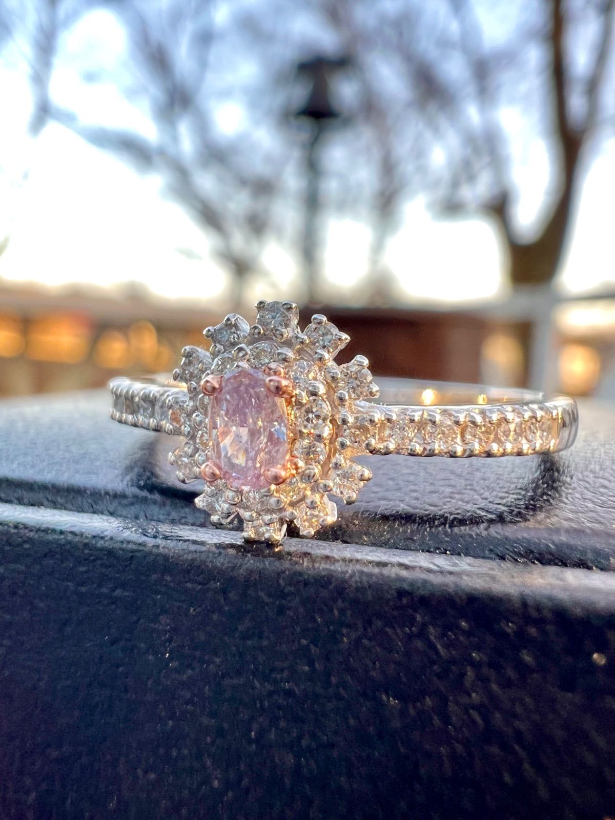 天然ピンクダイヤモンドリング CGLソーティング付属