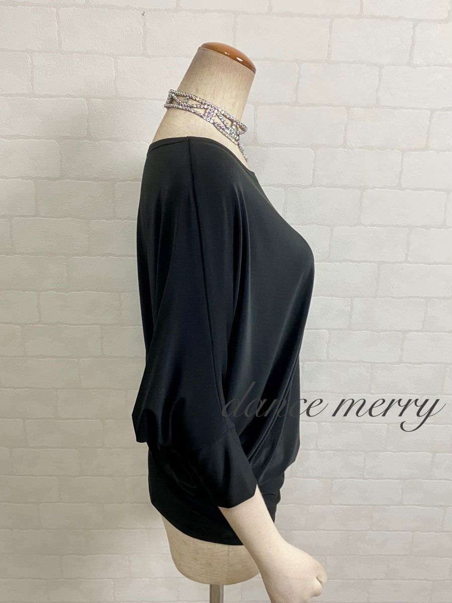 新品 社交ダンス ドルマン トップス 黒 パンツに 2713 ラテン レッスン