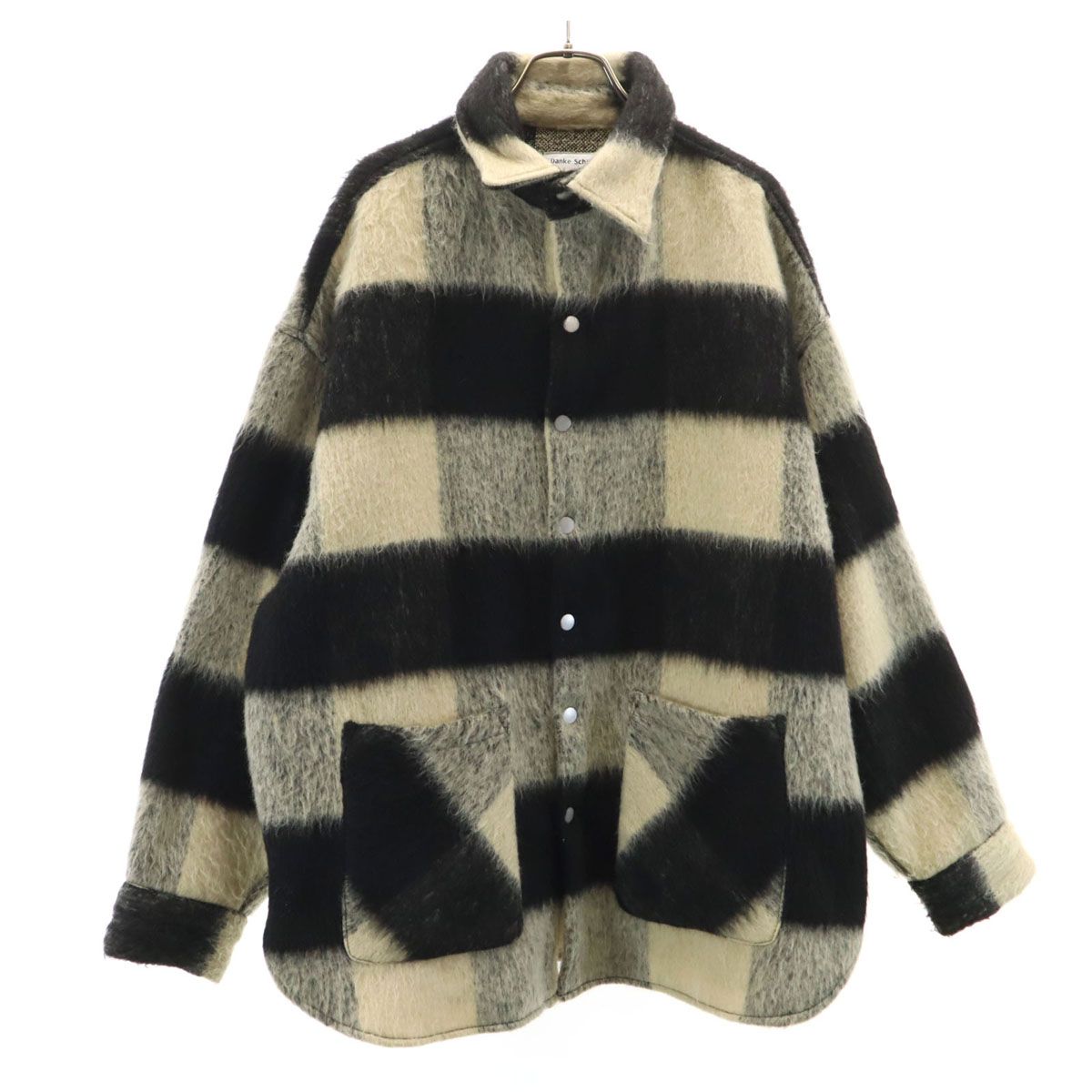 Danke Schon ダンケシェーン チェック柄 オーバーサイズ シャツジャケット F ベージュ レディース 古着