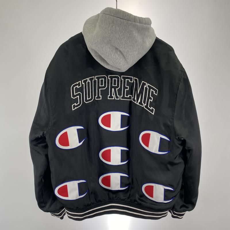 中古】Supreme×champion サテンパーカー サイズM 黒 シュプリーム
