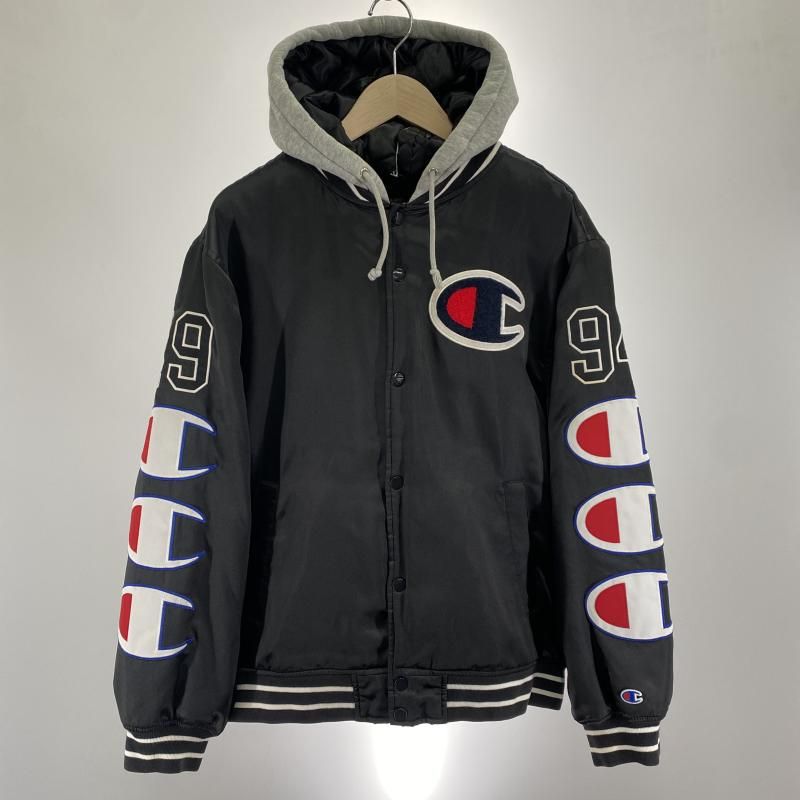 中古】Supreme×champion サテンパーカー サイズM 黒 シュプリーム