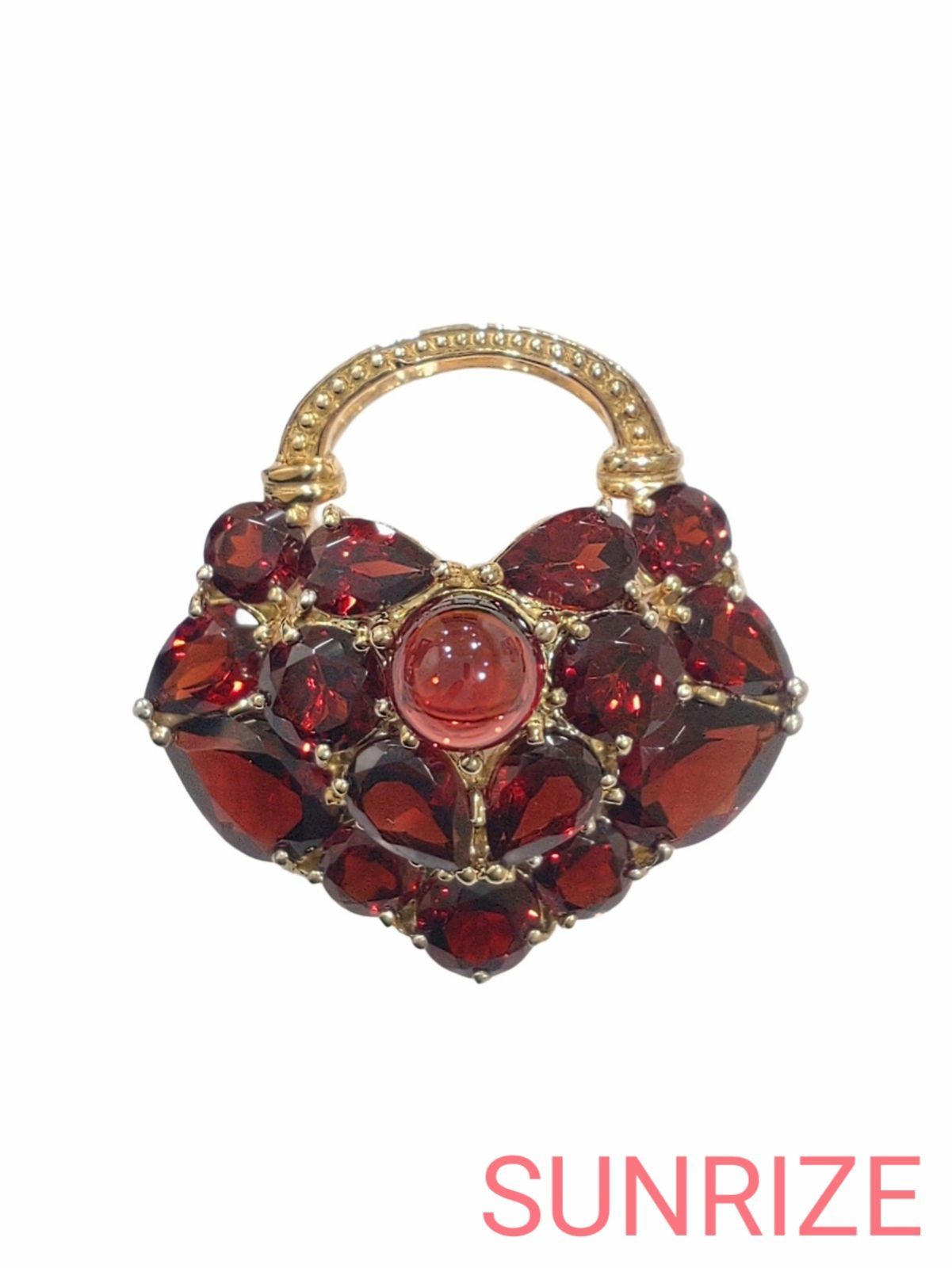 碌山 ロクザン ガーネット ペンダントトップ ブローチ T 415