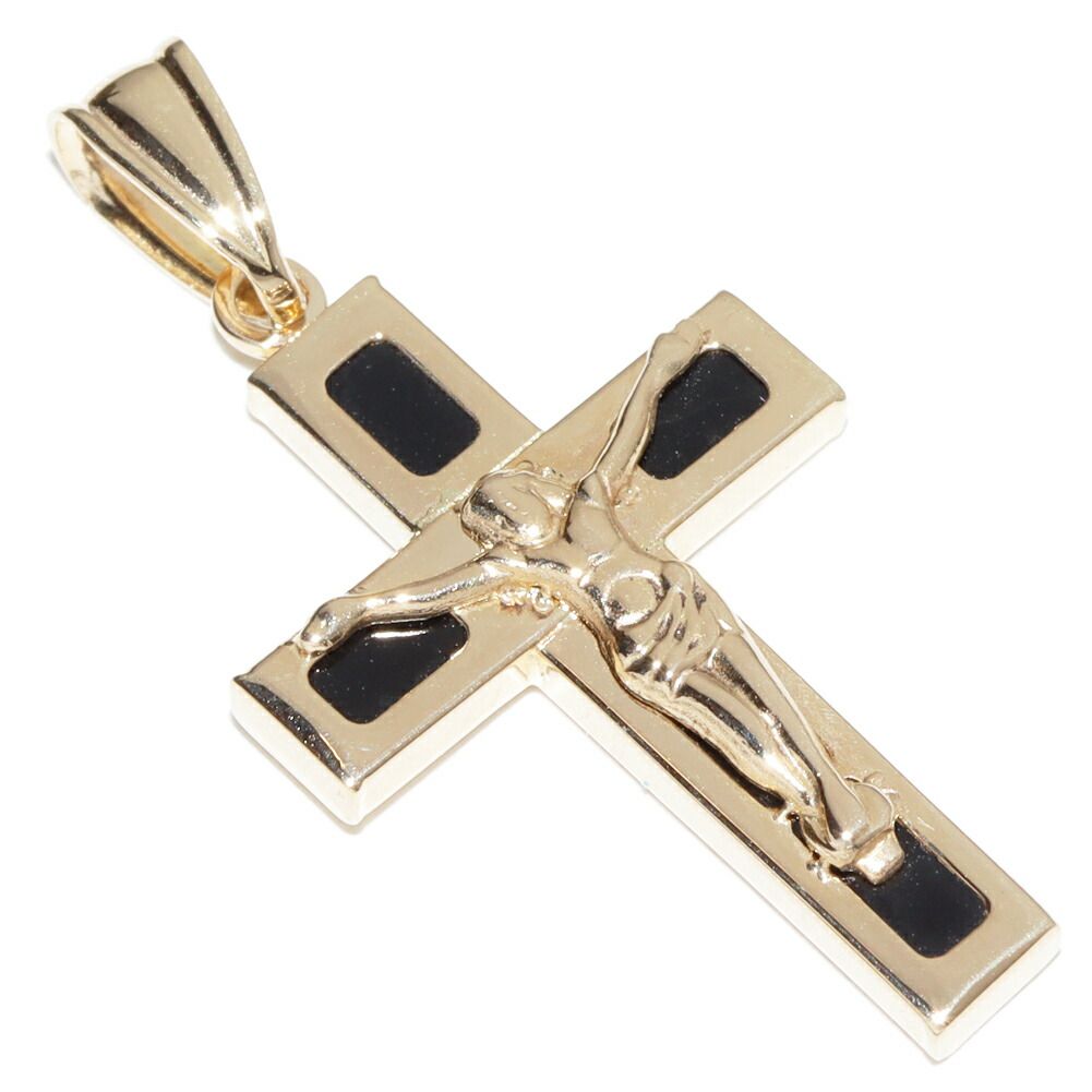 ペンダントトップ K 18 YG オニキス1 20 ct ロザリオクロス