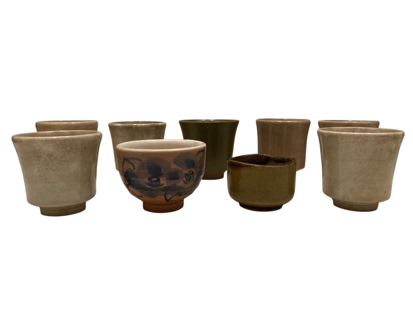  陶器製 お猪口 おちょこ 手作り 民芸品 陶器片口 ぐい呑み 湯呑み セット 釉薬 個性的 日本酒 焼酎 お茶 茶道 茶席 アンティーク レトロ ヴィンテージ 時代物 古美術 骨董 N 25 L T 33 湯飲み 日本茶用品 茶器