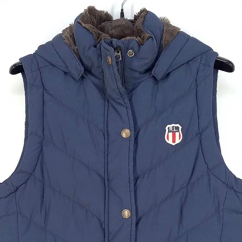 POLO JEANS COMPANY ファー付きダウンベスト L Polo Jeansカンパニー レディース ネックファー ダウンベスト ネイビー