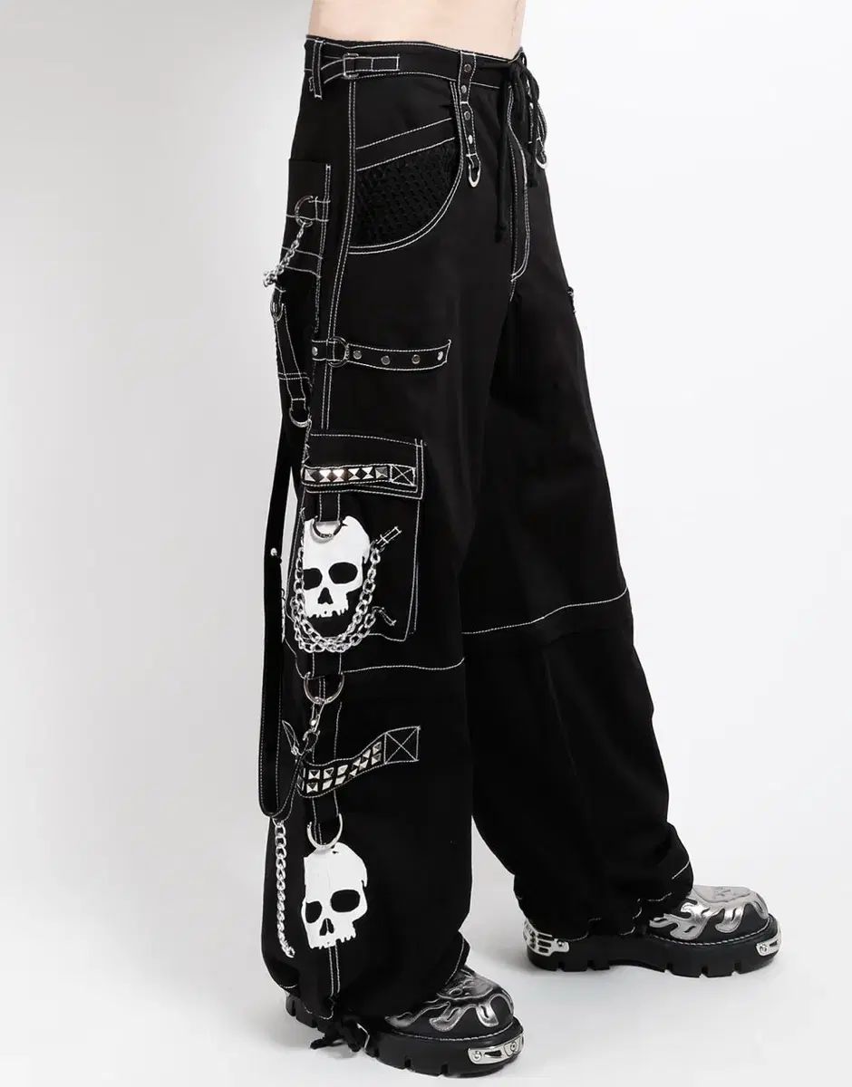 tripnyc xuコラボパンツ Tripp nyc SUPER SKULL DARK STREET チェーン パンツ L GOTH PUNK ユニ