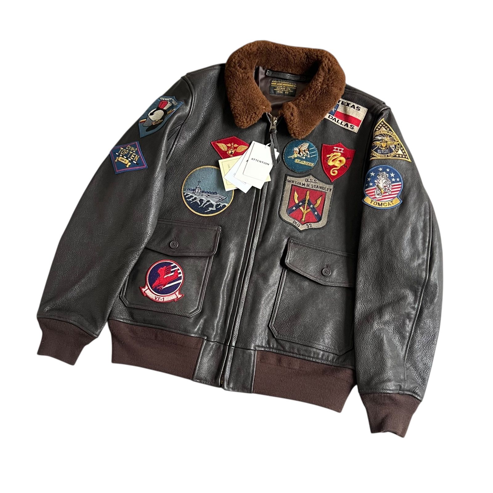 美品/希少✨AVIREX フライトジャケット　G-1 胸タグ　戦闘機　ブラウン AVIREX / アヴィレックス 『TOP GUN』ゴートスキン G-1 フライト