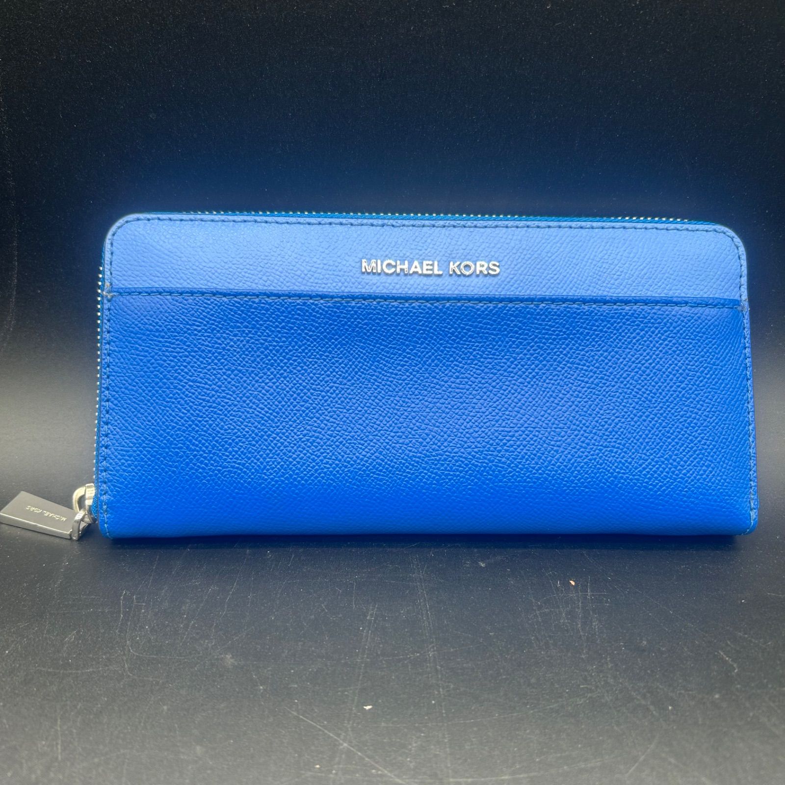 A 088 MICHAEL KORS マイケル コース ラウンドファスナー 長財布 ブルー