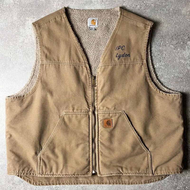 Carhartt 企業 ロゴ 刺繍 ボア ライナー コットン ダック ベスト XXL
