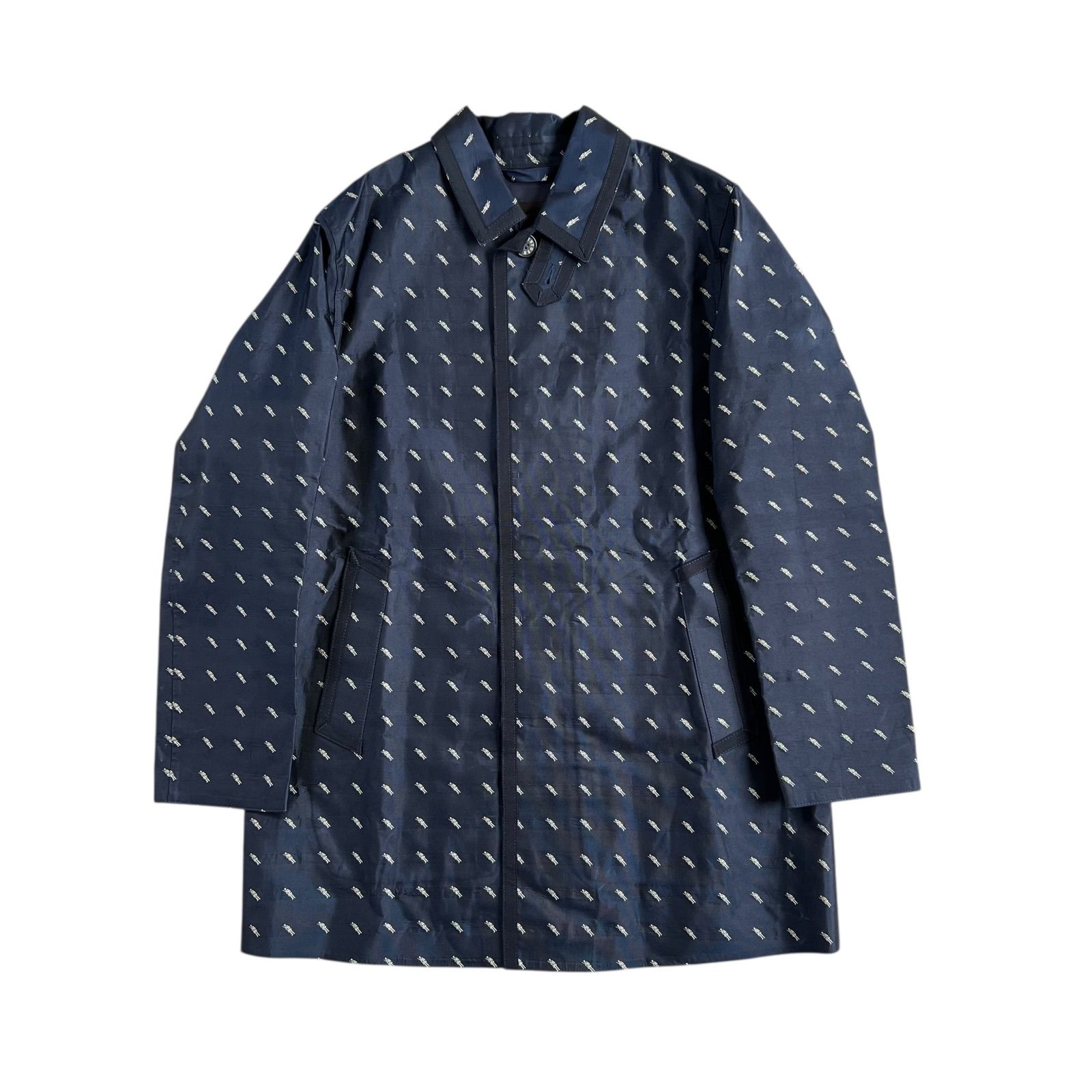 MACKINTOSH マッキントッシュ コットン シルク ポンディング ステン コート ロゴ総柄 ネイビー スコットランド製