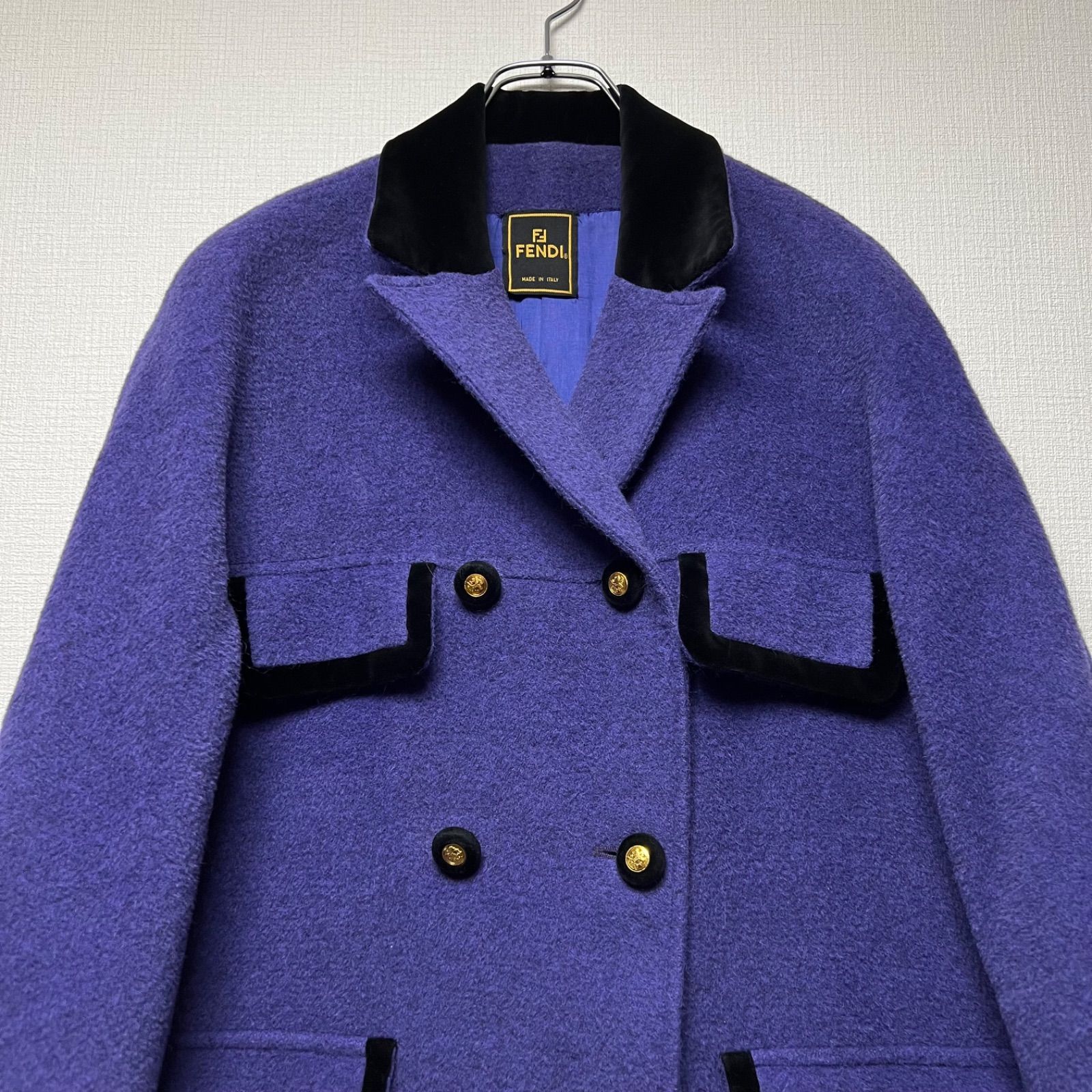 FENDI フェンディ アルパカウール ダブルブレスト トリムチェスター FENDI フェンディ アルパカウール ダブルブレスト トリムチェスター