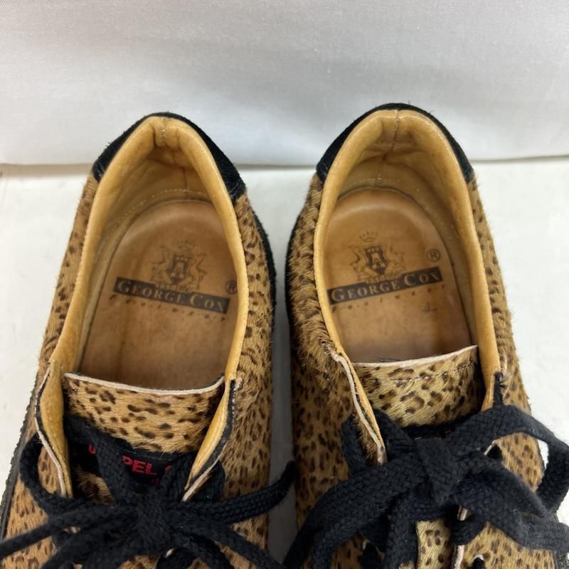 ジョージコックス　レオパード　ハラコ　ポニーヘア　ラバーソール　8½ イギリス製 GEORGE COX ラバーソール レオパード柄 ジョージコックス レオパード