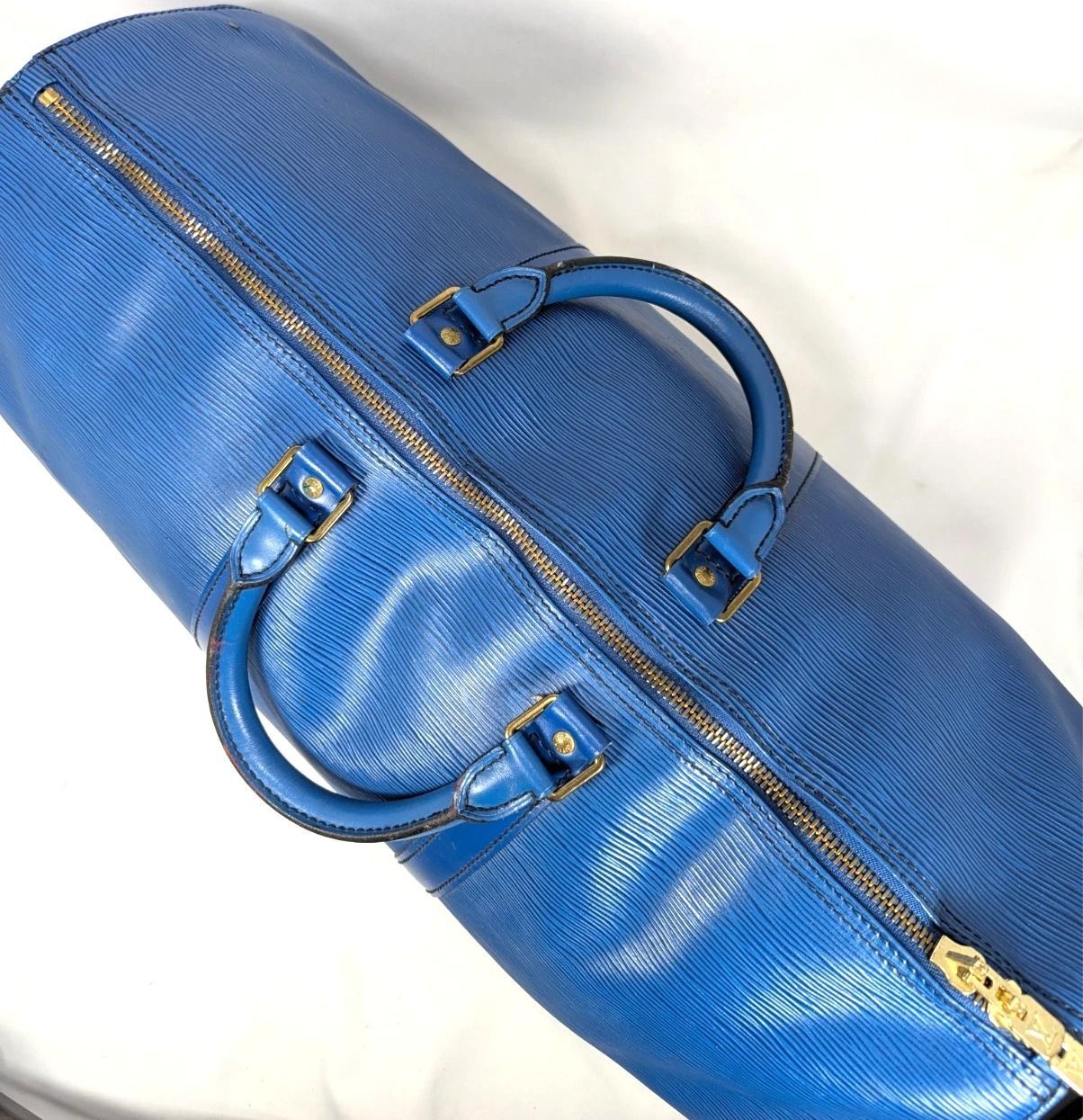 本物】ルイ ヴィトン ボストンバッグ キーポル50 エピ トレドブルー