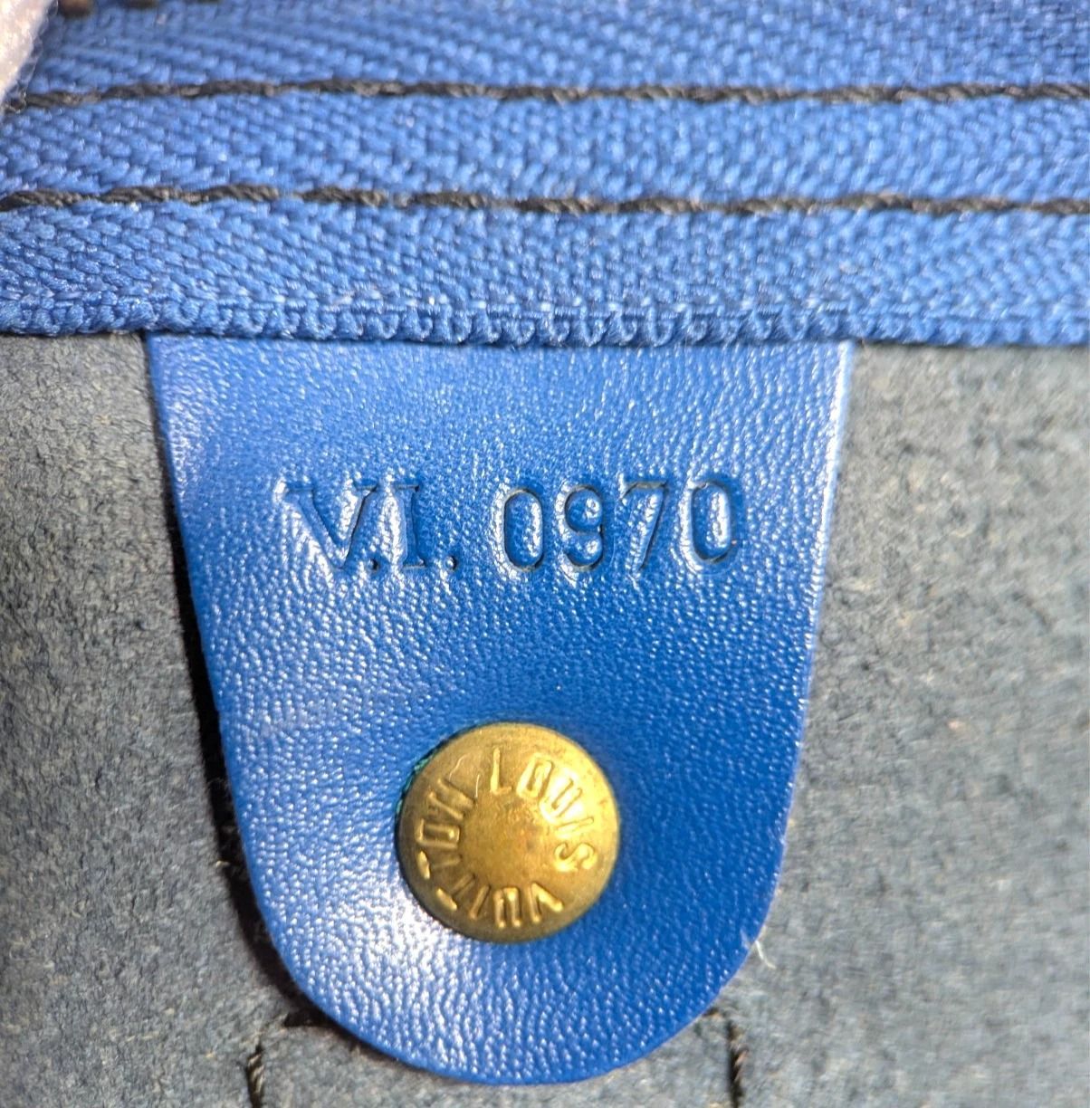 本物】ルイ ヴィトン ボストンバッグ キーポル50 エピ トレドブルー