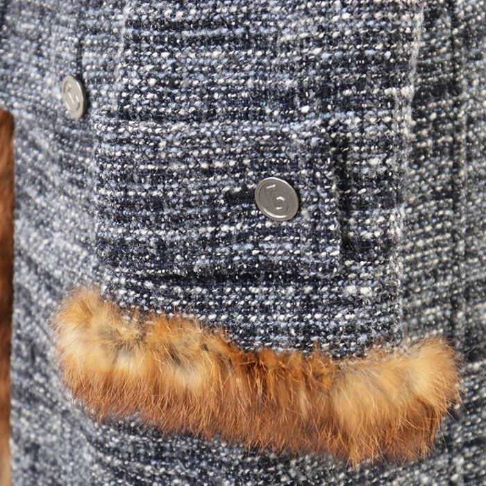 美品　DOLCE&GABBANA ドルガバ　38 ツイード　ファー　ロングコート 極美品】DOLCE&GABBANA ドルチェアンドガッバーナ ロングコート