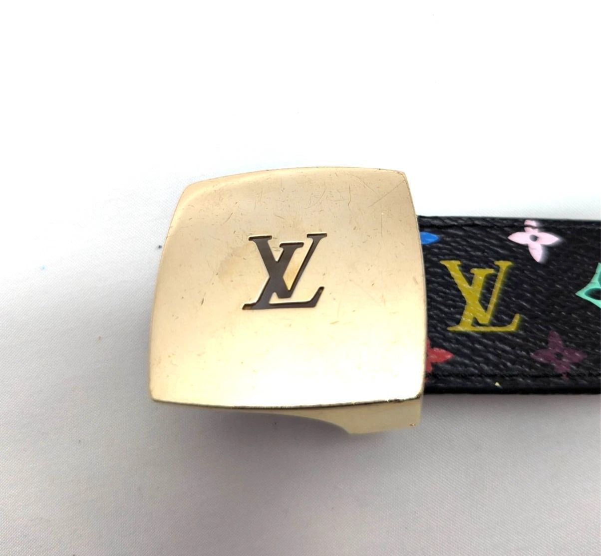 本物】ルイ ヴィトン ベルト サンチュール LV カット マルチカラー