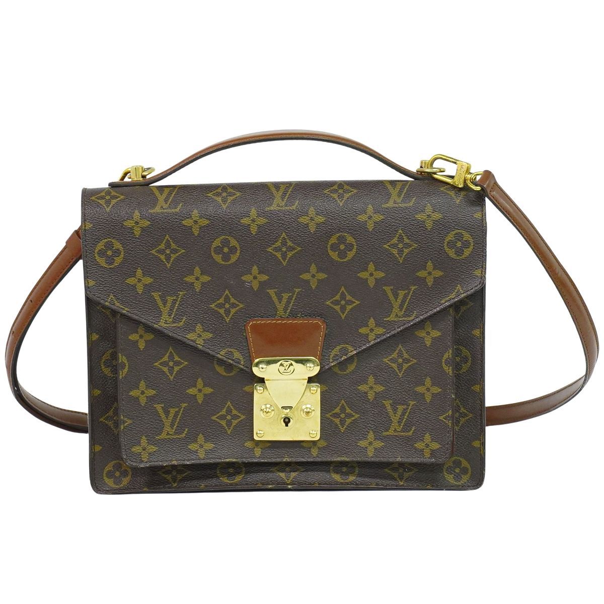本物 ルイヴィトン LOUIS VUITTON LV モンソー モノグラム 2WAY