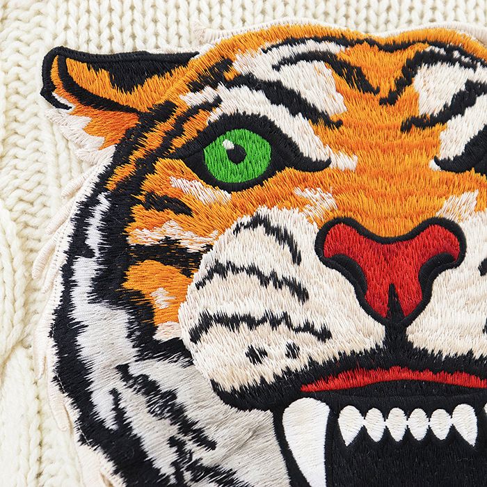 タグ付き GUCCI タイガーワッペン シェリーライン ニット コットン S タグ付き GUCCI タイガーワッペン シェリーライン ニット コットン S